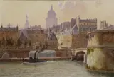 William Baird, The Morgue Pantheon In The Distance, Oil on board