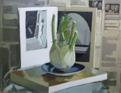 John Coyle, Still Life With Fennel, Oil on board