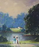 Norman J. McCaig, Feeding The Ducks, River Lagan, Oil on board