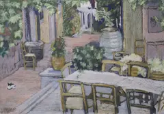 K. Byrne, Dining Room, Pastel on paper