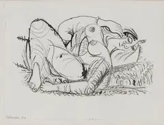 Nevill Johnson, Picasso Drawing, Pen and ink