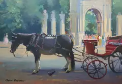 John Skelton, Summer At St. Stephens Green, Oil on card
