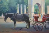 John Skelton, Summer At St. Stephens Green, Oil on card