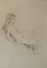 Stella Steyn, Seated Nude, Sanguine on paper