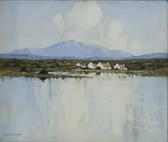 Paul Henry, COTTAGES by THE LAKE, 1942 Oil on canvas
