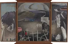 A Triptych by Patrick Pye, (1957) Oil and tempera, sold Nov 2022