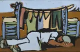 Gerard Dillon, RESTING by THE LINE, Gouache
