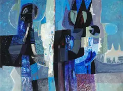 George Campbell, Play Of Shapes No.93, Oil on board