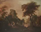 Nathaniel Grogan, Arcadian Figures In A Classical Landscape, Oil on canvas