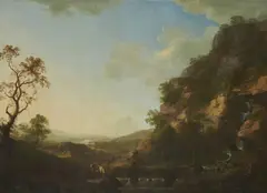 James Coy, A Rocky Landscape With A Cascade, Oil on canvas