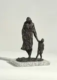 Melanie Le Brocquy, Mother And Child Walking, Bronze on granite base