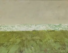 Camille Souter, The Sea At Booterstown, JUST BEGINNING TO DIE DOWN AFTER A STORM Oil on board