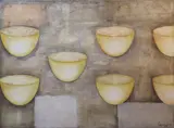 Guggi, Group Of Yellow Bowls, Oil on canvas