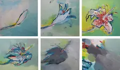 Robert Janz, Cora's Lily (Six Panels), Oil on board