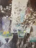 Aidan Bradley, Still Life With Flowers And A Bowl Of Fruit, Oil on board