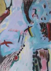 Tony O'Malley, Bahamas Painting With Self Ii, 1988, Oil on paper