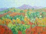 Desmond Carrick, Strolling The Hills, Nerja, Oil on board