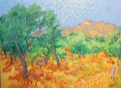 Conversations In Nerja by Desmond Carrick, Oil on board, sold Oct 2022
