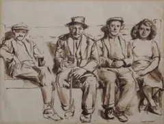 Muriel Brandt, Irish Pub Study, Pen and wash