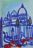 Gondola, Venice by Markey Robinson, Gouache, sold Oct 2022