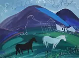 Nicolas Hely Hutchinson, Horses Near Reel, Gouache on paper