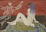 Gerard Dillon, Nude With Pierrot, Pastel and mixed media