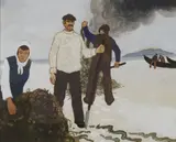 James MacIntyre, Burning The Kale, Connemara, Watercolour