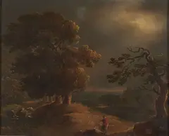 Stormy Landscape With Figure On A Path by James Arthur O'Connor, c.1838, Oil on canvas, sold Jun 2022