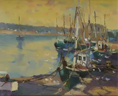 Evening Time, Skerries by Liam Treacy, Oil on board, sold Jun 2022