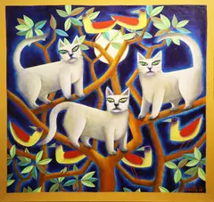 Graham Knuttel, Cats, Oil on canvas