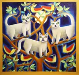 Cats by Graham Knuttel, Oil on canvas, sold May 2022