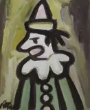 Clown by Markey Robinson, Gouache, sold May 2022