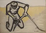 Gerard Dillon, Sharpening The Scythe, Mixed media