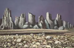 Breakwater - Newcastle by Daniel O'Neill, Oil on board, sold Mar 2022