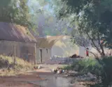July Evening, Irish Farmstead by George K. Gillespie, Oil on canvas, sold Mar 2022
