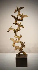 Birds In Flight by John Behan, Bronze on black Kilkenny marble base, sold Mar 2022