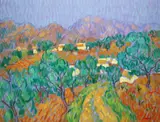 Houses On The Hills, Nerja by Desmond Carrick, Oil on board, sold Mar 2022