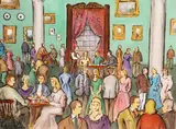 Bewleys Coffee Lounge by Gladys Maccabe, Oil on board, sold Mar 2022