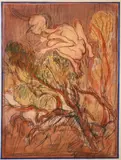 Brian Bourke, Sweeney Alarmed, Mixed media on paper