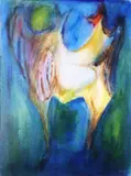 John Kelly, The Cock, Watercolour and mixed media on board