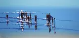 John Morris, Shallow Water, Reflections, Oil on board