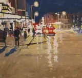 John Morris, Stephens Green, Shelbourne Hotel, Oil on board