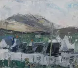 Aidan Bradley, Achill Cottages, Oil on board