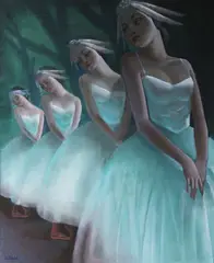 Cecil Ffrench Salkeld, Four Dancers At The Ballet, Oil on canvas