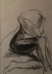 The Model by Barbara Warren, Charcoal on paper, sold Dec 2021