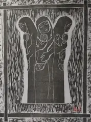 Mother And Child by Imogen Stuart, Woodcut, sold Dec 2021