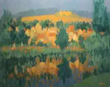 Desmond Carrick, Late Evening Reflections, Chambray Sur Eure, Oil on board