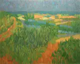 Desmond Carrick, Landscape After Rain, Nerja (Malaga), Oil on board