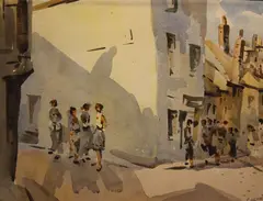 Conversations by Desmond Carrick, Watercolour, sold Dec 2021