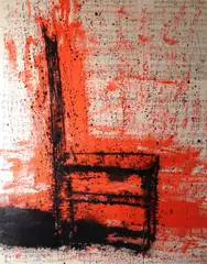 Neil Shawcross, Piano Chair, Oil on music sheets